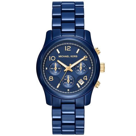 michael kors runway blauw|michael kors runway chronograph watch.